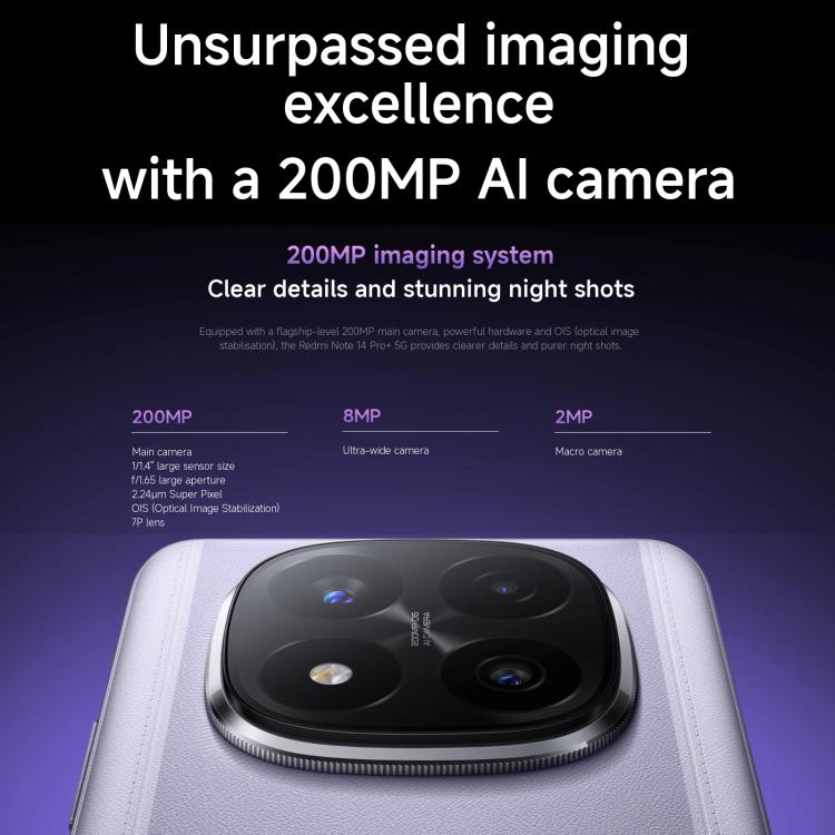 Xiaomi Redmi Note 14 Pro+ 5G Global, 8GB+256GB, In-screen Fingerprint, 6.67 inch Xiaomi HyperOS Snapdragon 7s Gen 3 Octa Core, NFC, Network: 5G Xiaomi Redmi Note 14 Pro+ 5G Global, 8GB+256GB, In-screen Fingerprint, 6.67 inch Xiaomi HyperOS Snapdragon 7s Gen 3 Octa Core, NFC, Network: 5G